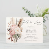 Invitation Automne Romantique Boho Peony Pampas Fête des mari (Debout devant)