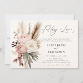 Invitation Automne Romantique Boho Peony Pampas Partie d'enga (Devant)