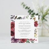 Invitation Automne Rouge Floral Carré Mariage (Debout devant)