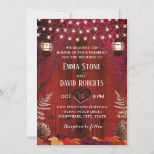 Invitation Automne Rouge Grange Bois Russe Mariage de automne