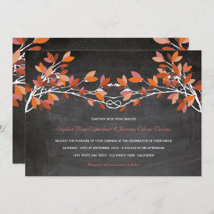 Invitation Automne Rouge noué amoureux Arbres Chalkboard Mari
