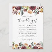 Invitation Automne Rouge Orange Botanique Floral Mariage de a (Devant)