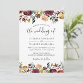 Invitation Automne Rouge Orange Botanique Floral Mariage de a (Debout devant)