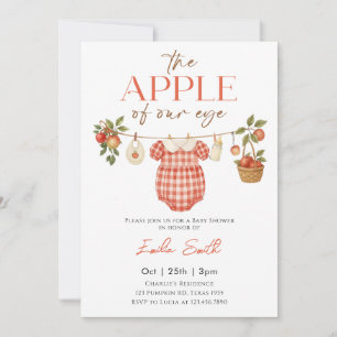 Invitation Automne Rouge pomme bébé Baby shower de ligne de l