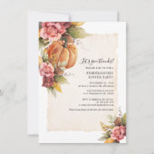 Invitation Automne Rouille Feuille Citrouille Amical Dîner d' (Devant)