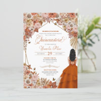 Automne Rouille Orange Feuille Quinceanera Invitat