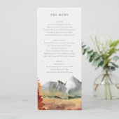 Invitation Automne Rouille Orange Mountain Trees Mariage Menu (Debout devant)