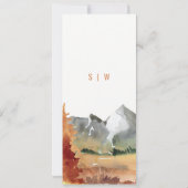 Invitation Automne Rouille Orange Mountain Trees Mariage Menu (Dos)