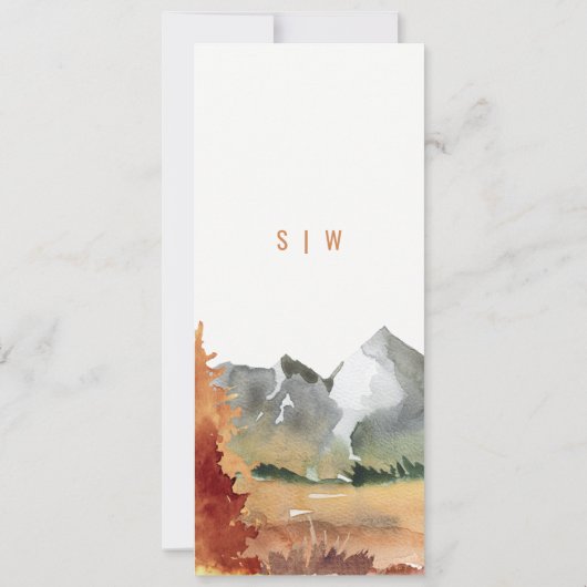 Invitation Automne Rouille Orange Mountain Trees Mariage Menu (Dos)
