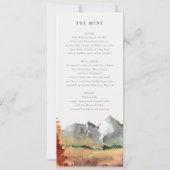 Invitation Automne Rouille Orange Mountain Trees Mariage Menu (Devant)