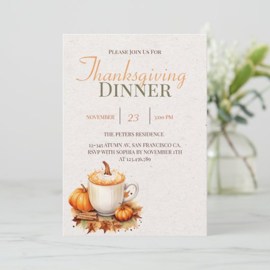Invitation Automne Russe Boho Citrouille épice Thanksgiving D (Debout devant)