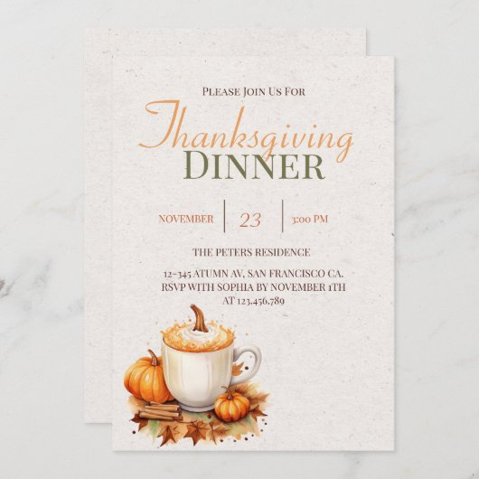 Invitation Automne Russe Boho Citrouille épice Thanksgiving D (Devant / Derrière)