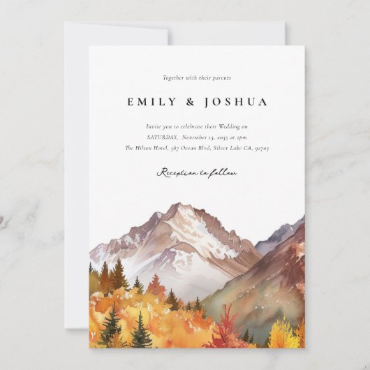 Invitation Automne Russe Boho Mariage (Devant)
