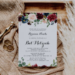 Invitation Automne Russe Bourgogne Bat mitzvah de calligraphi<br><div class="desc">Cette invitation rustique de calligraphie bat mitzvah est parfaite pour un bat mitzvah simple. Le design est composé de fleurs bordeaux,  rouges,  navales,  bleues et rousses rayonnantes et gracieuses peintes à la main,  inspirant la beauté naturelle.</div>