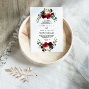 Invitation Automne Russe Bourgogne Calligraphie Mariage diama