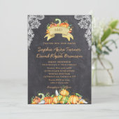 Invitation Automne Russe dentelle Citrouille Mariage de table (Debout devant)
