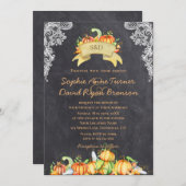 Invitation Automne Russe dentelle Citrouille Mariage de table (Devant / Derrière)