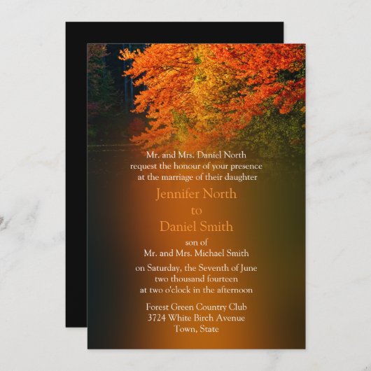 Invitation Automne Russe Mariage Mariage de automne (Devant / Derrière)