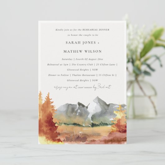 Invitation Automne Rust Mountain Trees Foliage Reproduction D (Debout devant)