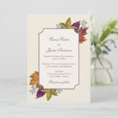 Invitation Automne Rustique Aquarelle Automne Feuilles Mariag (Debout devant)