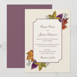 Invitation Automne Rustique Aquarelle Automne Feuilles Mariag