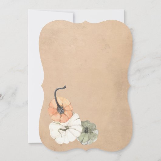 Invitation Automne Rustique Automne Blanc, Orange Citrouille  (Dos)