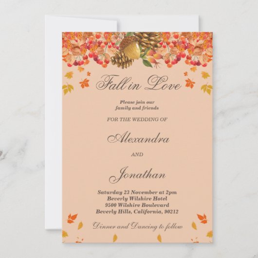 Invitation Automne rustique automne dans l'amour Mariage (Devant)