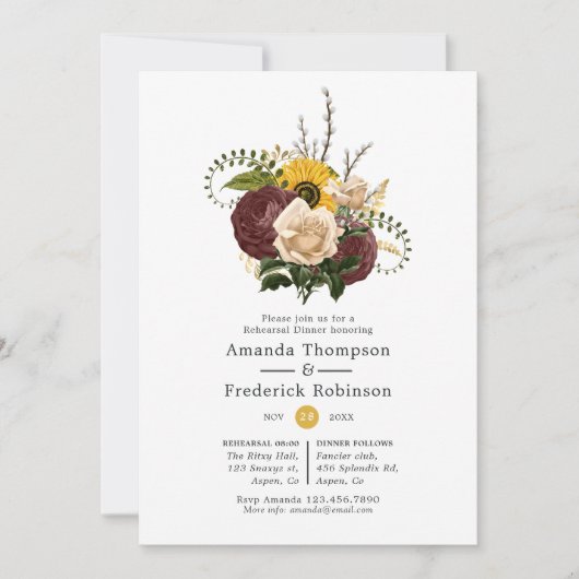 Invitation Automne Rustique - Automne Dîner De Répétition Flo (Devant)