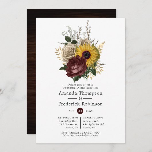 Invitation Automne Rustique - Automne Dîner De Répétition Flo (Devant / Derrière)