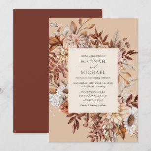 Invitation Automne Rustique Automne Floral Feuille Mariage