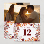 Invitation Automne Rustique Automne Floral Numéro de tableau  (Devant / Derrière)