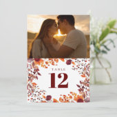 Invitation Automne Rustique Automne Floral Numéro de tableau  (Debout devant)