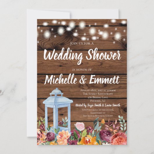 Invitation Automne Rustique Automne Floral Wedding shower (Devant)