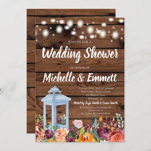 Invitation Automne Rustique Automne Floral Wedding shower (Devant / Derrière)