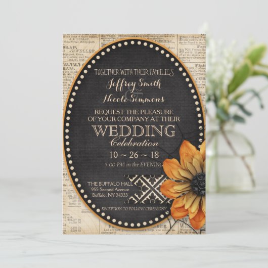 Invitation Automne Rustique Automne Halloween Barne Mariage (Debout devant)