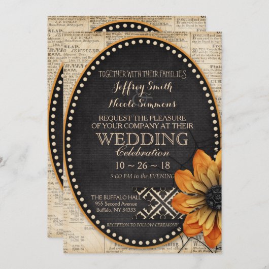 Invitation Automne Rustique Automne Halloween Barne Mariage (Devant / Derrière)