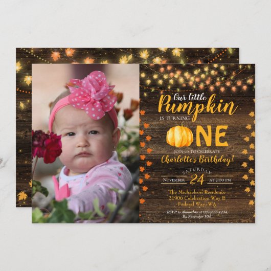 Invitation Automne Rustique Automne Pays Photo Anniversaire (Devant / Derrière)