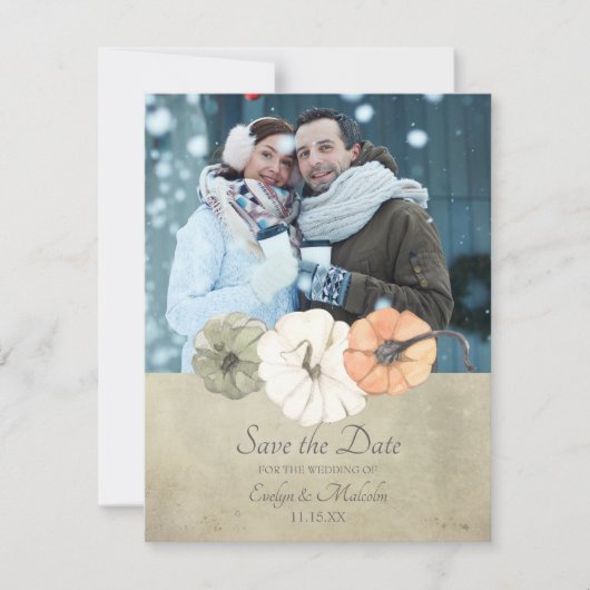 Invitation Automne Rustique Automne Photo Mariage Enregistrer (Devant)