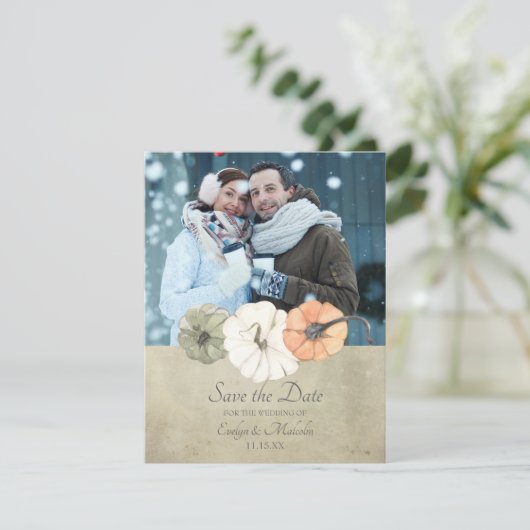 Invitation Automne Rustique Automne Photo Mariage Enregistrer (Debout devant)
