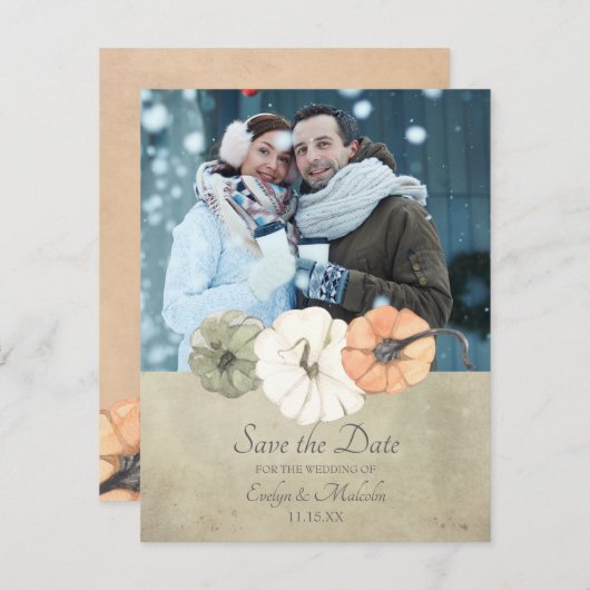 Invitation Automne Rustique Automne Photo Mariage Enregistrer (Devant / Derrière)