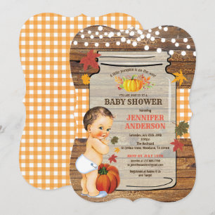 Invitation Automne Rustique baby shower Citrouille