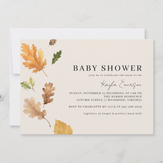 Invitation Automne Rustique | Baby shower d'automne neutre de (Devant)