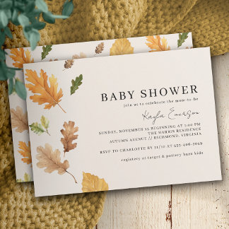 Invitation Automne Rustique | Baby shower d'automne neutre de