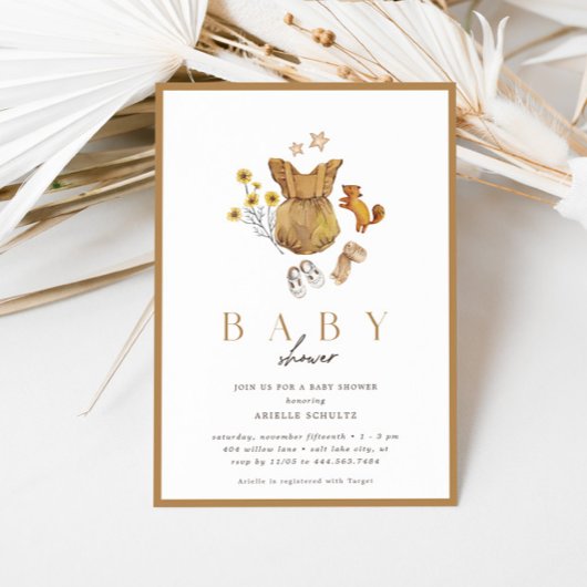 Invitation Automne Rustique Baby shower Vintage