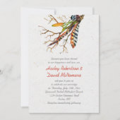 Invitation Automne Rustique Boho Feathers Vines Mariage | (Devant)
