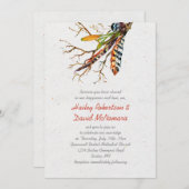 Invitation Automne Rustique Boho Feathers Vines Mariage | (Devant / Derrière)