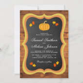 Invitation Automne Rustique Bois Chalkboard Citrouille Mariag (Devant)