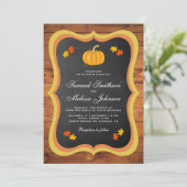 Invitation Automne Rustique Bois Chalkboard Citrouille Mariag (Debout devant)