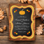 Invitation Automne Rustique Bois Chalkboard Citrouille Mariag<br><div class="desc">Invitation vos invités avec ce joli faire-part de mariage à thème d'automne avec un adorable petit citrouille avec une typographie élégante sur un tableau de bord et arrière - plan rustique en bois de grange. Ajoutez simplement les détails de votre événement sur ce modèle facile à utiliser pour en faire...</div>