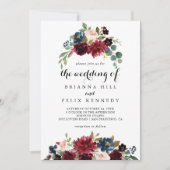 Invitation Automne Rustique Bourgogne Calligraphie Le Mariage (Devant)